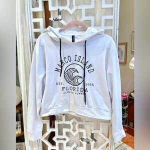 White Marco Island Florida semi cropped Hoodie worn once